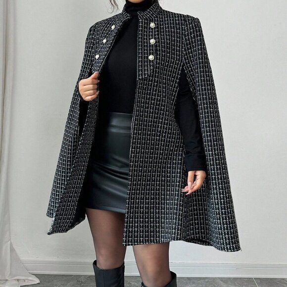 Black And White Party Women's Elegant Cloak - Picture 4 of 6